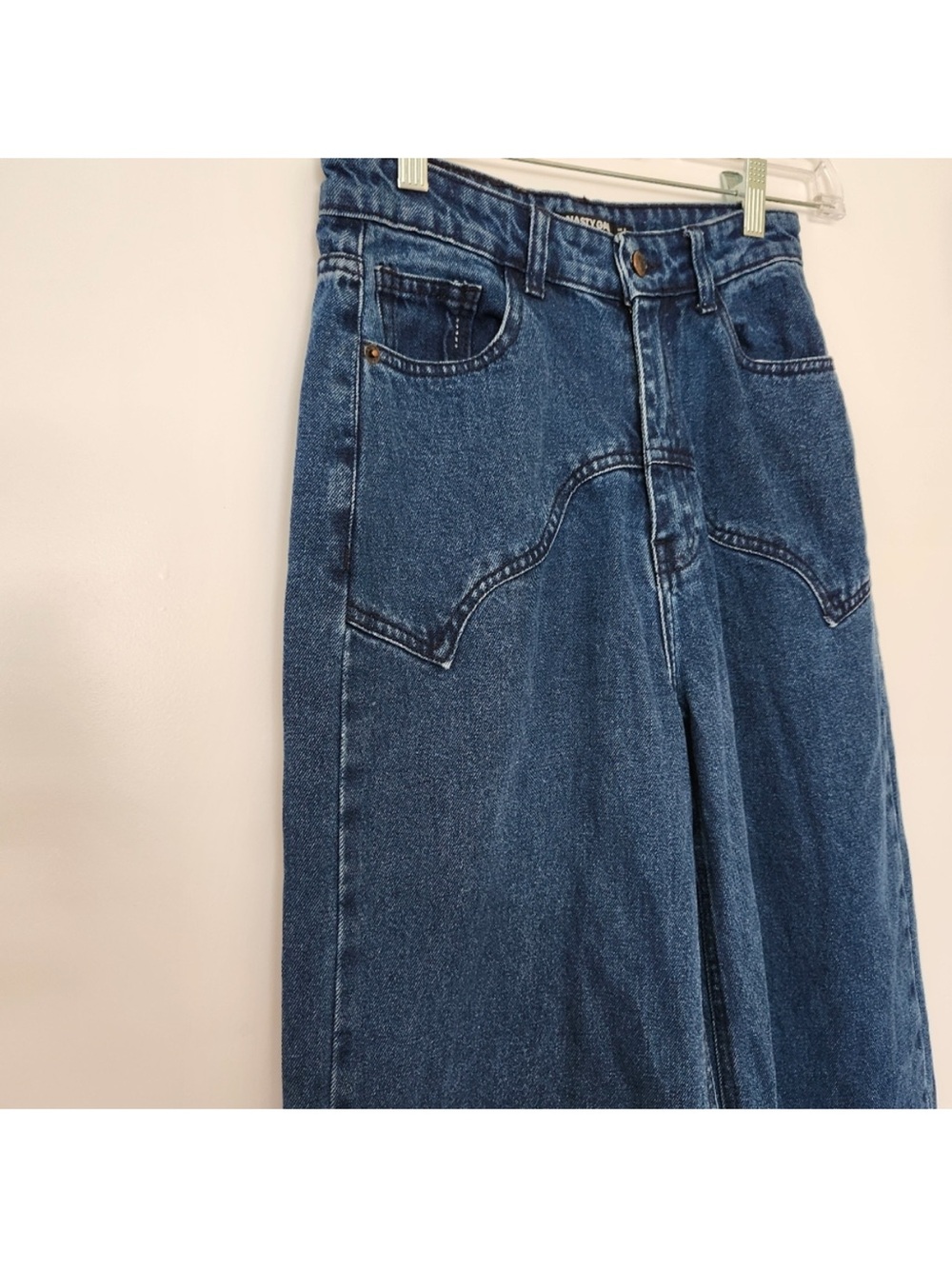 Nasty Gal Western Wide Leg High-Rise Denim Jeans - Dark Blue size 4 - Picture 3 of 9